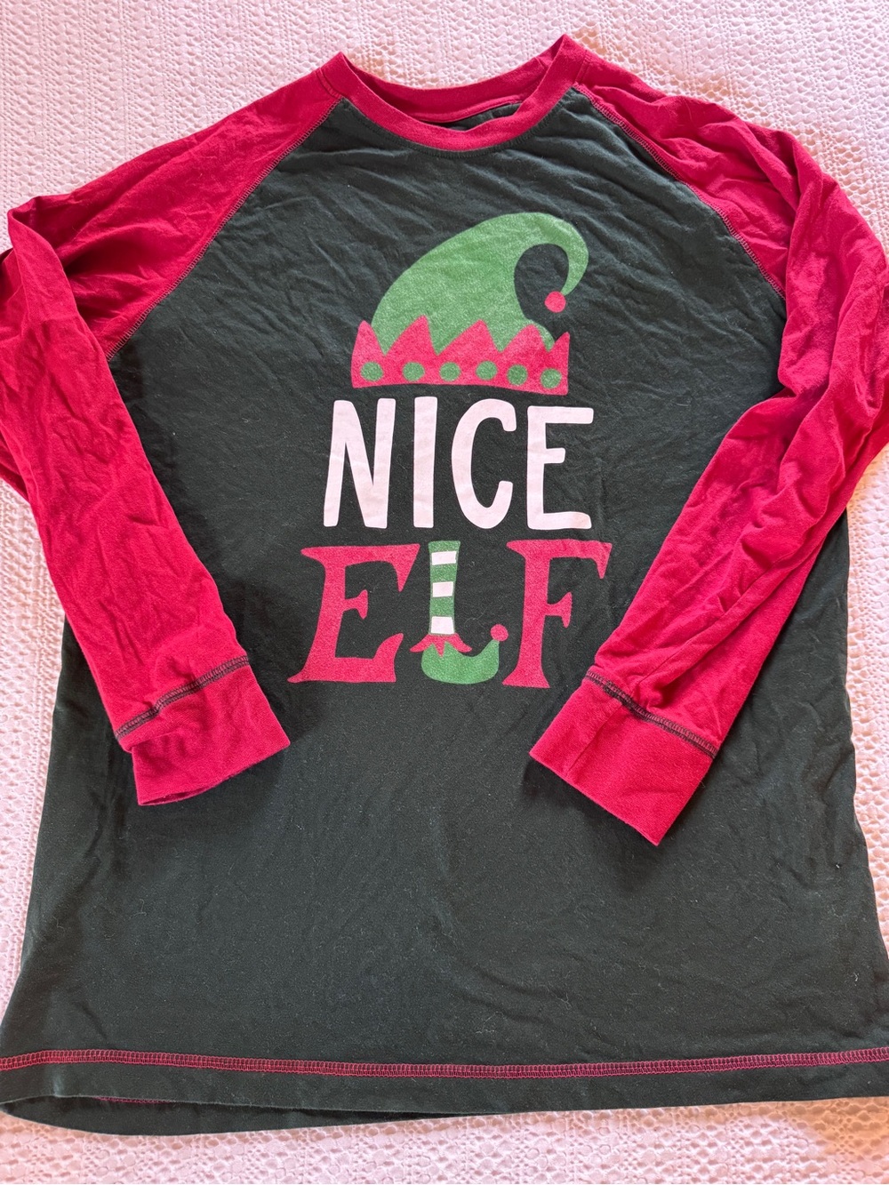 Lazy One 'Nice Elf' Long Sleeve pajama shirt - Black & Red unisex medium